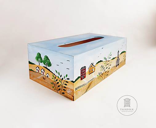 Ručne maľovaný servitkovník s letnou krajinkou