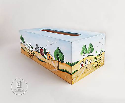 Ručne maľovaný servitkovník s letnou krajinkou