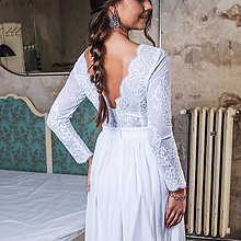 Šaty - Svadobné šaty z elastického tylu s dlhými rukávmi - 11172739_