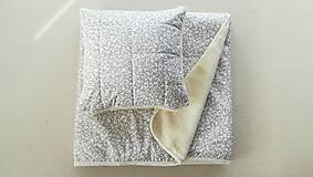 Úžitkový textil - Deka/ prikrývka 100% Merino TOP a 100% bavlna LUX LÍSTOČKY SAND 140 x 210 cm - 11175123_