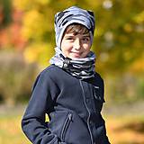 Detské súpravy - Detský set čiapka a nákrčník s koženým remienkom - 11177757_