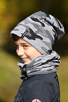 Detské súpravy - Detský set čiapka a nákrčník s koženým remienkom (Nákrčník s koženým remienkom) - 11177769_
