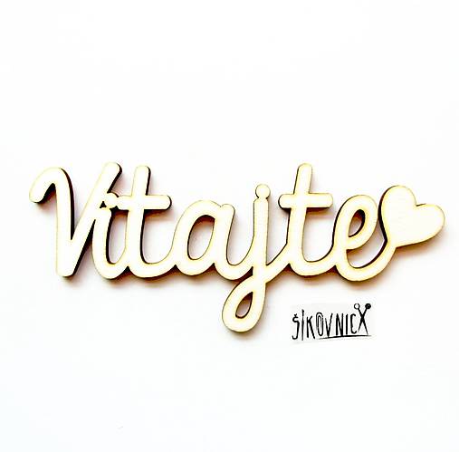 Výrez z preglejky - vitajte so srdiečkom, 15 cm