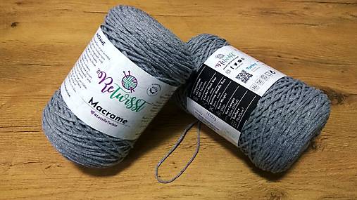 Galantéria - Macrame (Macrame - 14373- Stredne Sivá) - 11178242_