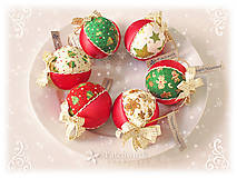 Dekorácie - Vianočné gule patchworkové - Červená sada Gingerbread - 11177950_