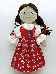 Hračky - Zuzka -handrová bábika (bábika- červená) - 11186347_