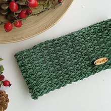 Čiapky, čelenky, klobúky - Háčkovaná čelenka HANNA (100% merino vlna) (jedľová zelená (31)) - 11186462_