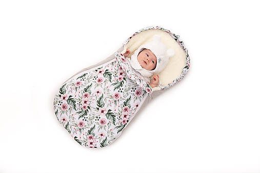 Detský textil - Zimný fusak s ružami od narodenia do 6mes. - 11192277_