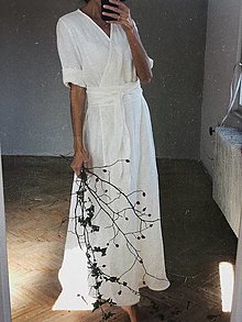 Šaty - Dámske ľanové zavinovacie šaty CHARLOTTE - dostupné v 30 farbách - 11189448_