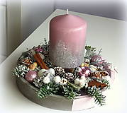 Dekorácie - Vianočný svietnik ružovostrieborný - 11193936_