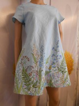 Šaty - Maľované ľanové šaty " Lúčne "  (Maľované mini ľanové šaty " Lúčne ") - 11195604_