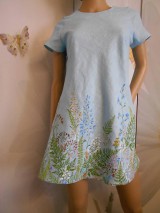 Šaty - Maľované ľanové šaty " Lúčne "  (Maľované mini ľanové šaty " Lúčne ") - 11195605_