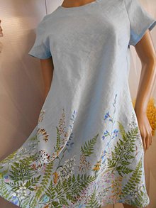 Šaty - Maľované ľanové šaty " Lúčne " - 11195601_