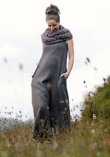 Šaty - Maxi mušelínové šedé puntíčkové - 11198796_
