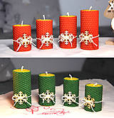 Sviečky - adventné sviečky z včelieho vosku s vločkou (Červená) - 11202411_