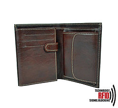 Pánske tašky - Ochranná pánska kožená peňaženka v tmavo hnedej farbe - 11201490_