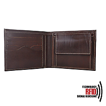 Pánske tašky - Ochranná pánska kožená peňaženka v tmavo hnedej farbe - 11201541_