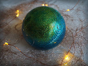 Dekorácie - MODRO- ZELENÉ vianočné gule s 3D fotkou - 11205082_