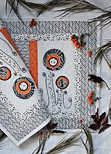 Úžitkový textil - Štóla - čierna & biela - kvety - 11203777_