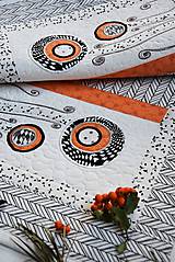 Úžitkový textil - Štóla - čierna & biela - kvety - 11203780_