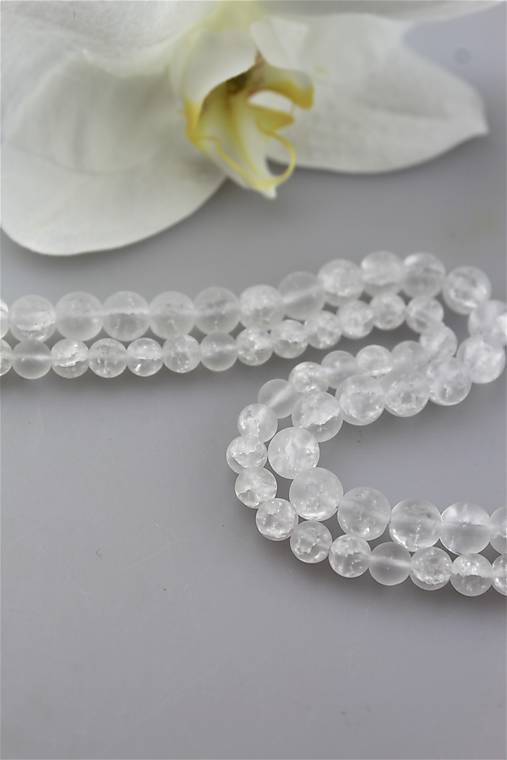 Minerály - krištál matný praskaný 8mm korálky SUPERAKCIA! - 11209760_