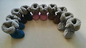 Detské topánky - VLNIENKA barefoot termo zimné capačky pre bábätká a batoliatka 100 % ovčie runo merino TOP SUPER WASH GREY - 11211632_