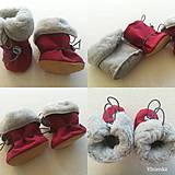 Detské topánky - VLNIENKA barefoot termo zimné capačky pre bábätká a batoliatka 100 % ovčie runo merino TOP SUPER WASH GREY (Capačky ružové velkosť M) - 11211650_