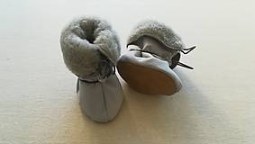 Detské topánky - VLNIENKA barefoot termo zimné capačky pre bábätká a batoliatka 100 % ovčie runo merino TOP SUPER WASH GREY (Capačky ružové velkosť M) - 11211894_