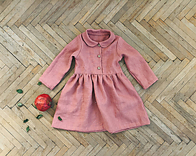 Detské oblečenie - Detské ľanové šaty s golierikom - 11212749_