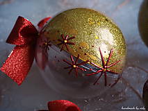 Dekorácie - ZLATO ČERVENÉ vianočné gule s 3D fotkou - 11210390_
