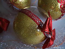 Dekorácie - ZLATO ČERVENÉ vianočné gule s 3D fotkou - 11210392_