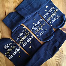 Ponožky, pančuchy, obuv - Set maľovaných ponožiek s nápisom: "Mám najlepšiu manželku/...a ona najlepšieho manžela" a naopak (Modré (už len v tom tmavomodrom odtieni)) - 11210164_