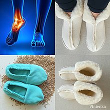 Ponožky, pančuchy, obuv - Hrejivé papuče VLNIENKA  na bolesť nôh suché teplo prírodná liečba - 11215969_