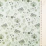 Textil - mentolové kvetinky, bavlnený úplet Nemecko, šírka 150 cm - 11214096_