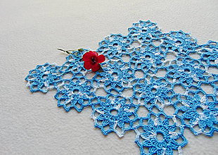 Úžitkový textil - Háčkovaná dečka Modro-biele kvety - 11214358_