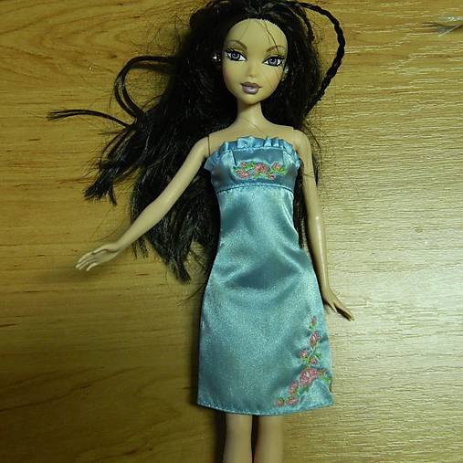  - Šité Barbie šaty (modré saténové šaty) - 11218521_
