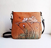 Kabelky - MILA "Water Lily" kožená kabelka s vypaľovaným obrázkom - 11218170_