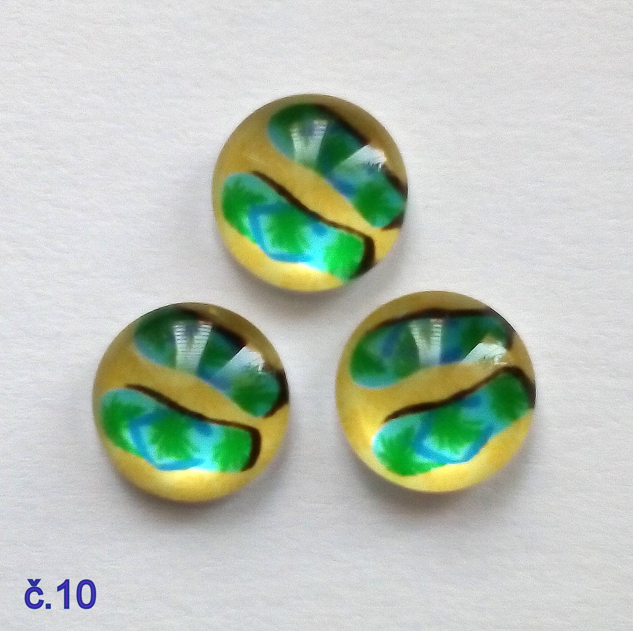 Sklenený kabošon 10mm-1ks (č.10)