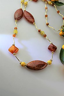 Náhrdelníky - achát náhrdelník dlhý - jesenné farby AKCIA! - 11221648_