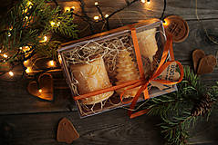 Vianočná SADA sviečok V DARČEKOVOM BALENÍ (Oranžová)