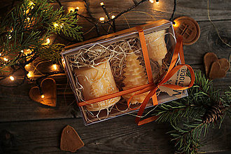 Svietidlá a sviečky - Vianočná SADA sviečok V DARČEKOVOM BALENÍ (Oranžová) - 11220917_