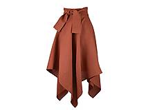 Sukne - LINA - ľanová asymetrická sukňa v tmavších farbách (Oriešková) - 11220477_
