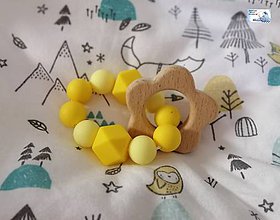 Hračky - Hryzatko drevené (rôzne varianty) (Kvetinka (žltá)) - 11222298_