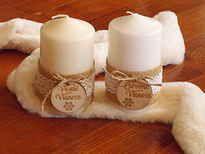 Sviečky - Vianočné sviečky s medailónom - biele alebo smotanové - 11219457_
