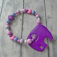 Hračky - Silikónový krúžok so sloníkom "Purple" - 11223633_