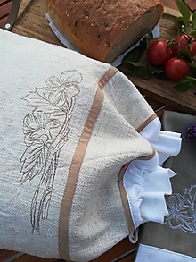 Úžitkový textil - Ľanové vrecko z  ručne tkaného  plátna PODŠITÉ - 11224525_