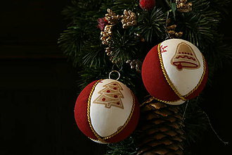 Dekorácie - Vianočné guľe "Perníček" zlaté  (stromček/zvonček) - 11225727_
