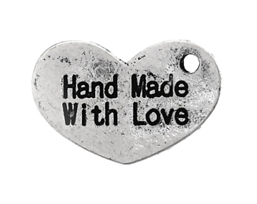 Komponenty - Prívesok Hand made with love 15x10mm - 11231171_