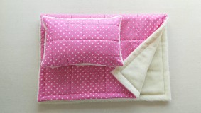 Detský textil - Vlnienka 100% Ovčie rúno Merino súprava do postieľky prikrývka 100x140 cm s Vankúšom 40 x 60 cm Hviezdička soft pink - 11232002_