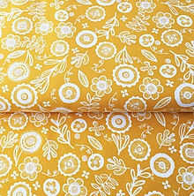 Textil - pevná bavlnená dekoračná látka Žlté kvety, šírka 140 cm - 11231597_